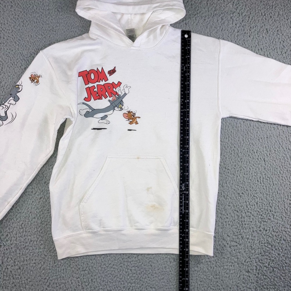 Gildan Tom and Jerry Hoodie Mens S Graphic Print Cartoon Thrashed Grunge Skater - Picture 12 of 14